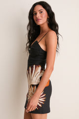Ammonite Placed Black Shell Bust Mini Dress