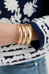 14k Yellow Gold Classic Etched Floral Bangle (.39"w)