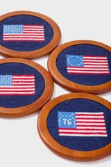 American Flag Needlepoint Coaster Set