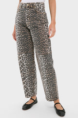 Almond Milk Leopard Print Denim Stary Pant