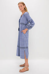 Azure Ikat Embroidered Wynne Dress