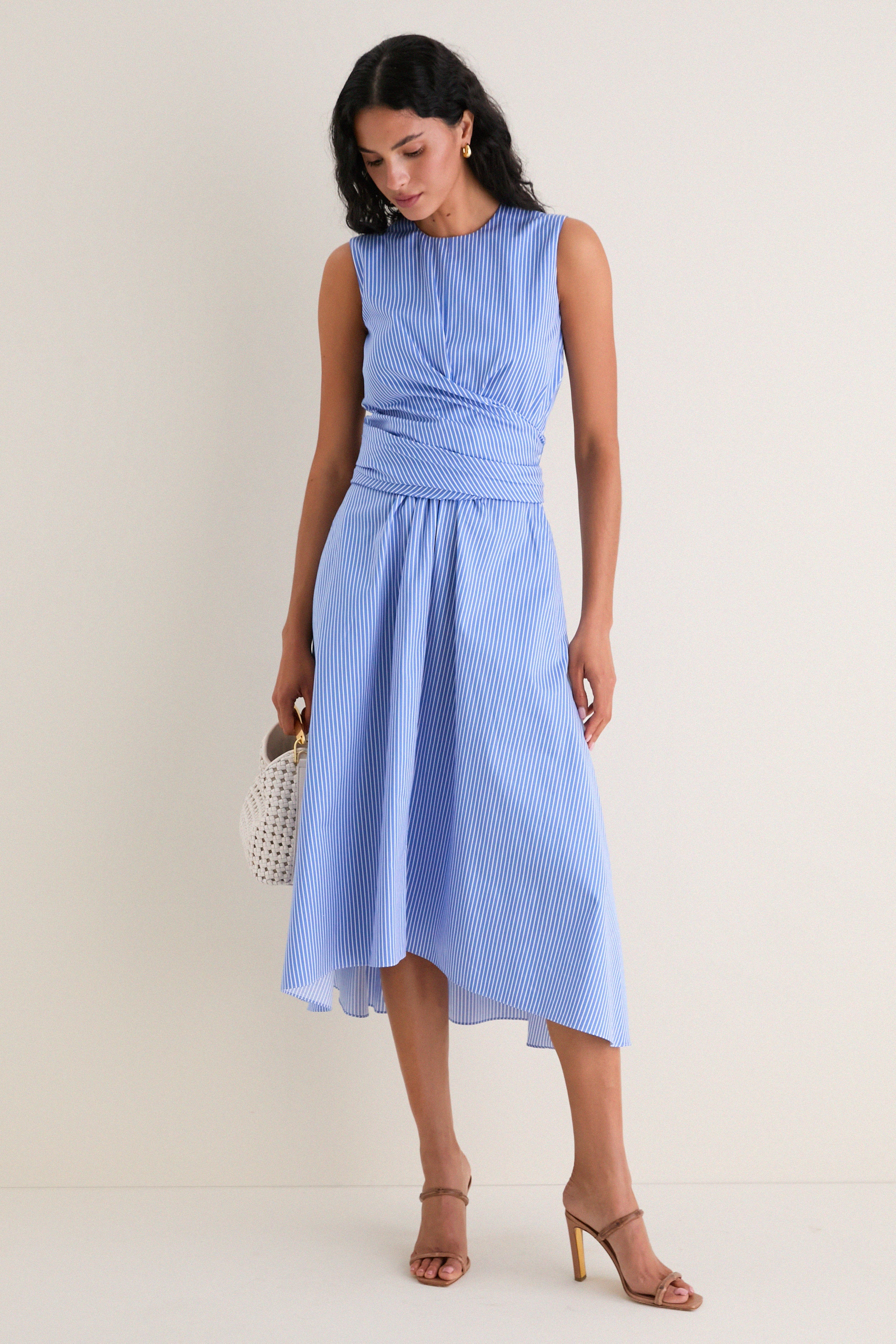 Azure Stripe Penny Midi Dress