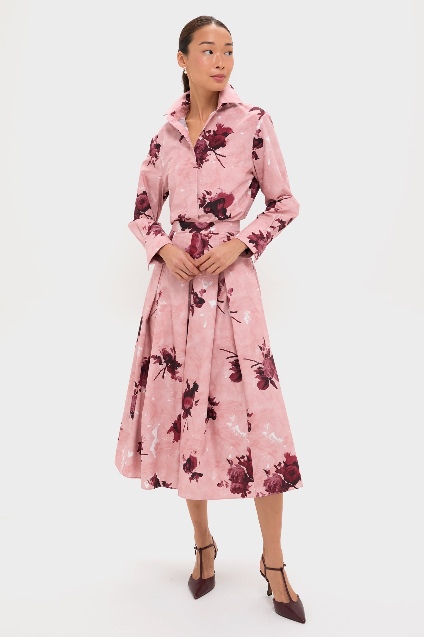 Abstract Rose Slipper Pink Long Sleeve Shirt