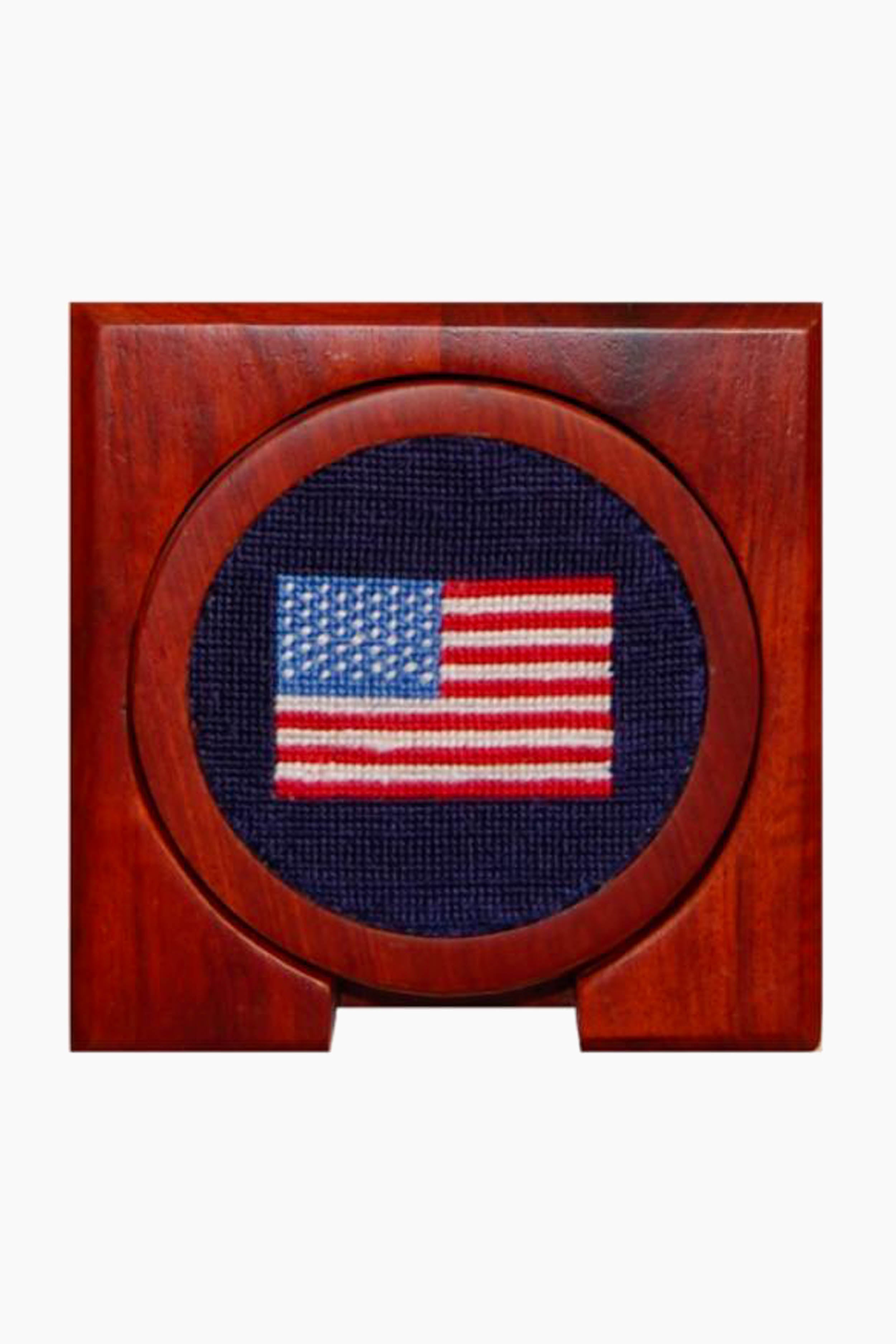 American Flag Needlepoint Coaster Set