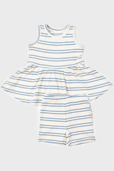 Anchor Stripe Rib Peplum Tank Top and Biker Shorts